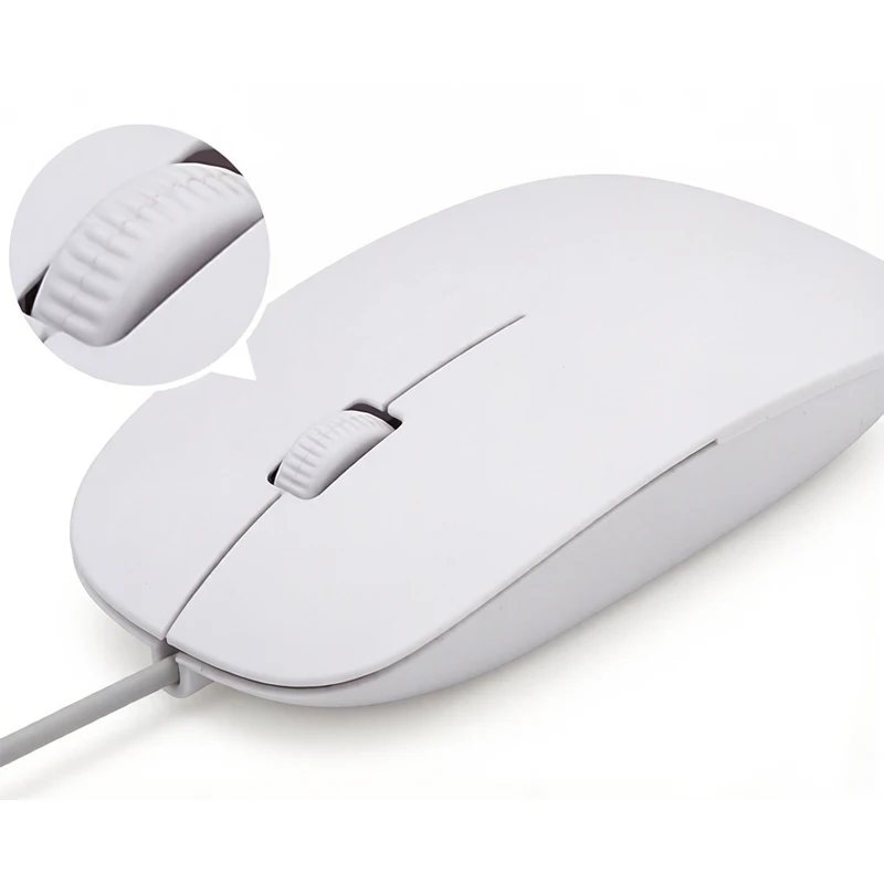 Standard White USB Wired Optical Mouse with 1000 DPI for Office or Family Use