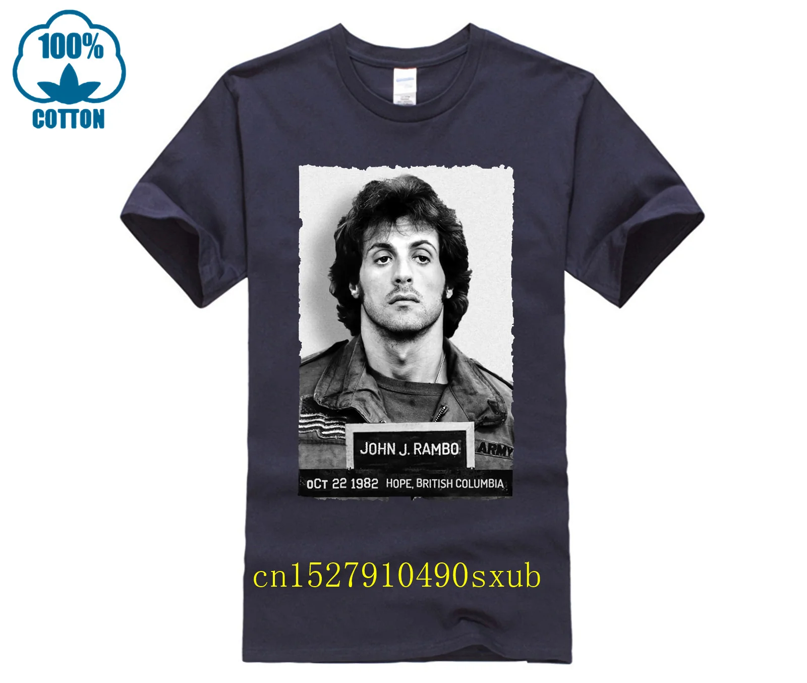 Men Printing Short Sleeve O Neck Tshirt John Rambo Mugshot Tee Summer Fashion  T-Shirt