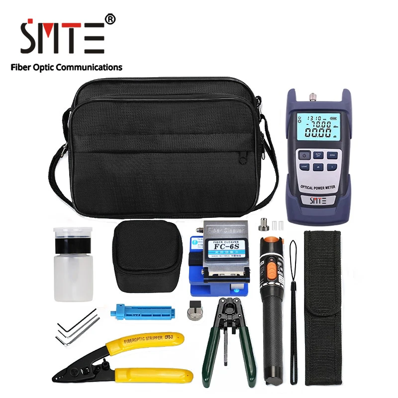 19pcs/set FTTH Tool Kit Fiber Optic Cleaver FC-6S Power Meter -70~+10dBm CFS-3 Visual Fault Locator 10mW