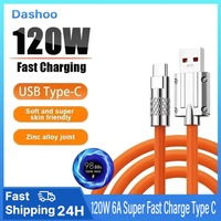 1/2M Liquid Silicone Cable Quick Charge USB Cable USB C Charger Cable for Huawei Samsung Xiaomi 120W 6A Super Fast Charge Type C