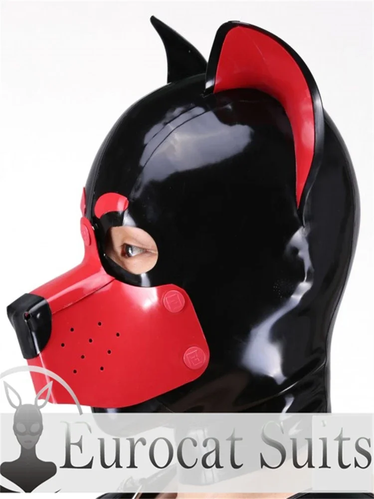 

customized latex fetish hood Eurocat suits bodysuit puppy rubber catsuits clubwearing male rubber bodysuit cosplay costume mask