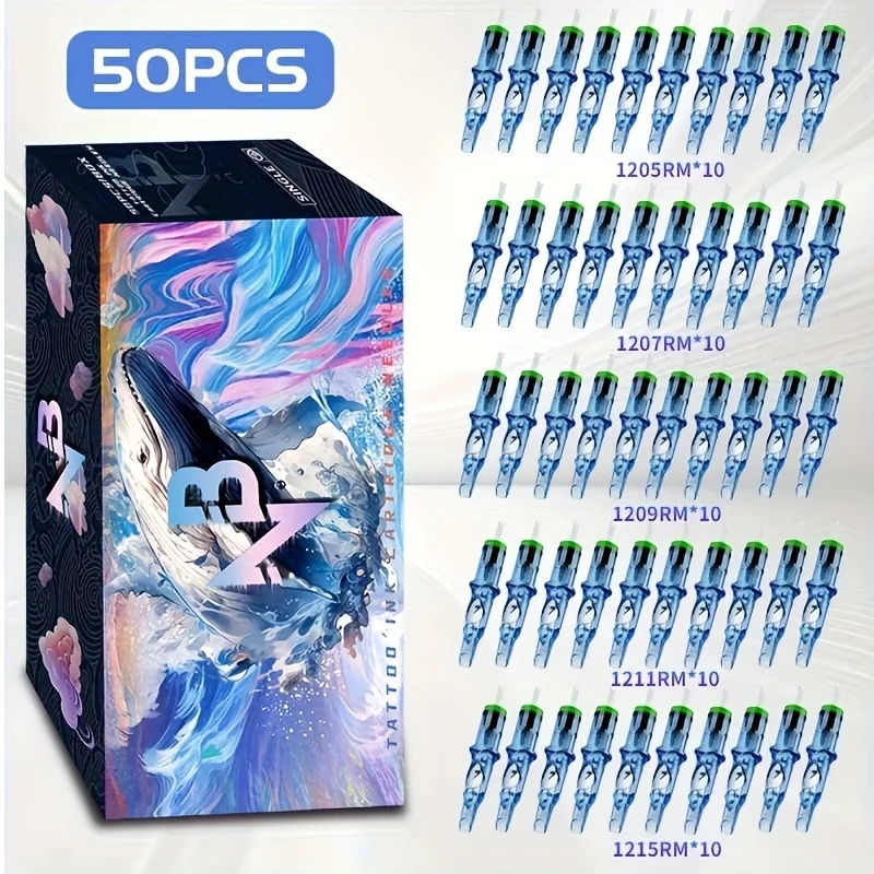

50 шт./компл. игл для татуировки, одноразовые иглы для картриджей разных размеров 1205Rm 1207Rm 1209Rm 12011Rm 1215Rm из нержавеющей стали 316 в индивидуальной упаковке Подходит для татуировок и начинающих Body Art Design Товары для татуировок
