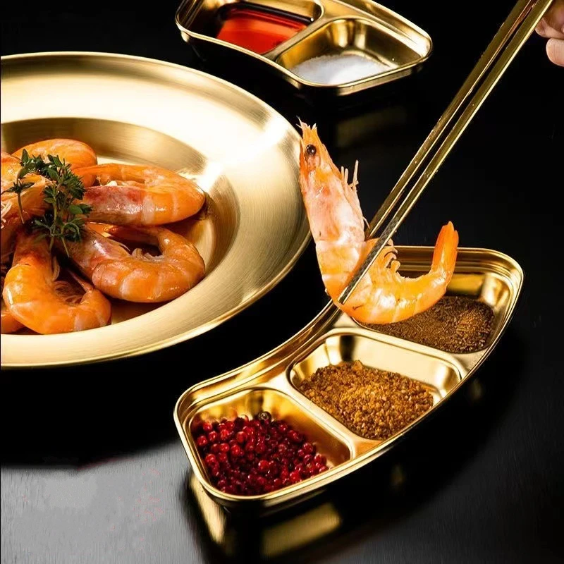 304 Stainless Steel Seasoning Dish Hot Pot Dipping Bowl Soy Sauce Barbecue Sushi Vinegar Plate Condiment Tray Kitchen Tableware