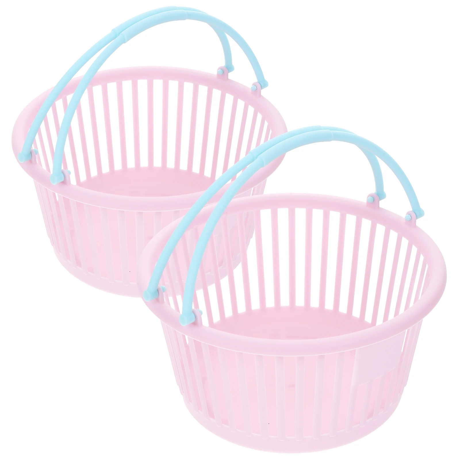 

2pcs Plastic Handheld Storage Baskets Kids Desktop Organizer Small Blue Mini Shopping Basket Home Decorations Grocery Model Toy