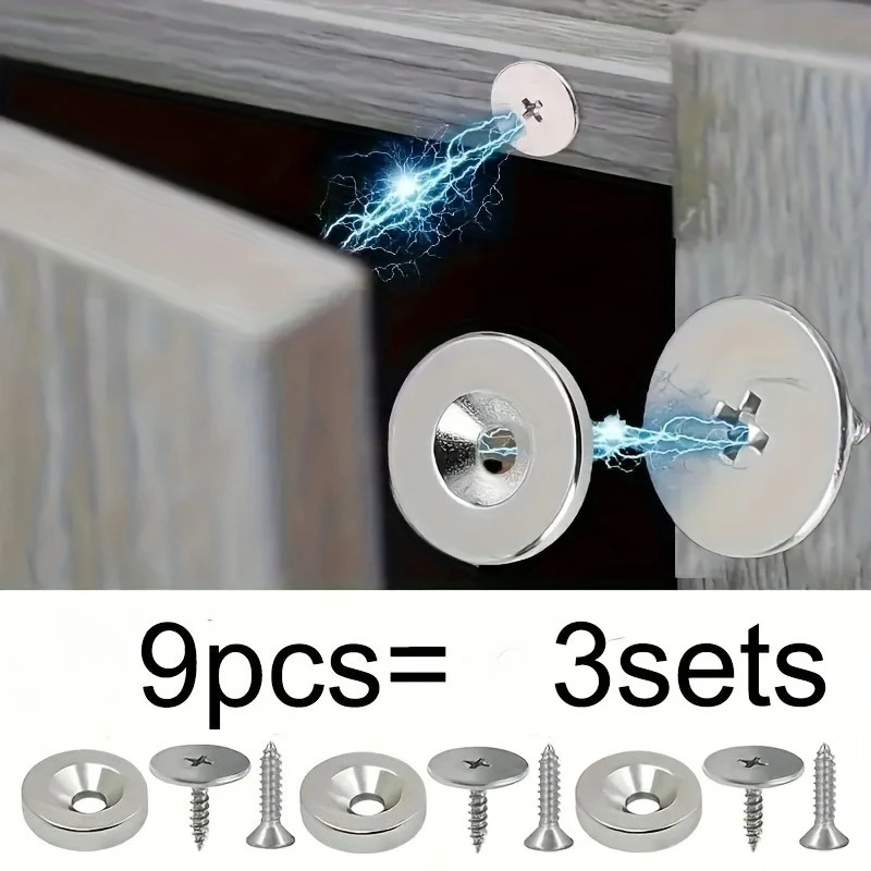3sets Cabinet Magnetic Buckle, Door Latch, Cabinet Door Lock, Magnetic Closure For Cabinet Doors And Drawers