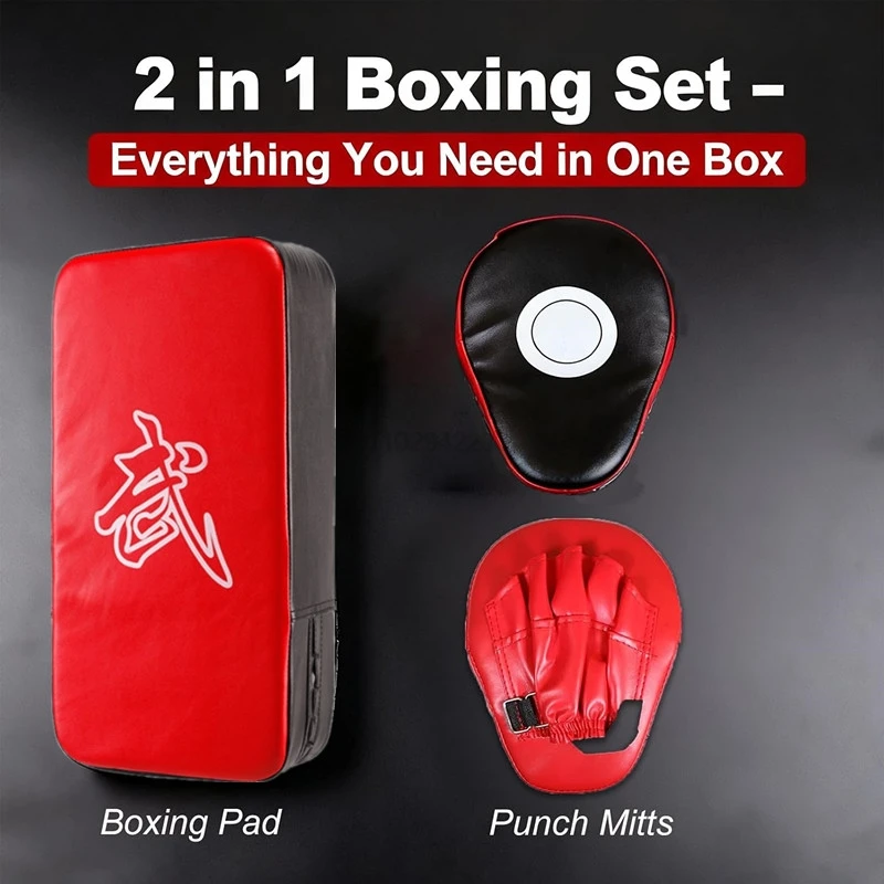 Picture 3: 2-in-1 Boxing Pads and Mitts Set - Punching Strike Pads & Training Gloves for Adults, Youth Home Gym Kickboxing, MMA Drills