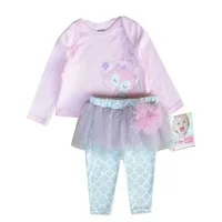 Clearance 2Pcs 9M Flower Tutu Print Long Sleeve Spring Autumn Cotton Baby Girl Top Skirt Leggings Set