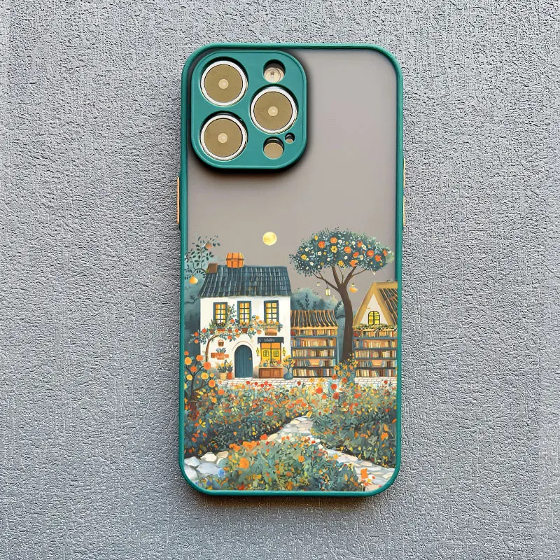 Ölgemälde Garten Villa Landhausmärchen Kunst Handyhülle für iPhone 17 16 15 14 13 12 11 Pro Max XR XS X 15 16 Rückseite – Detail 10