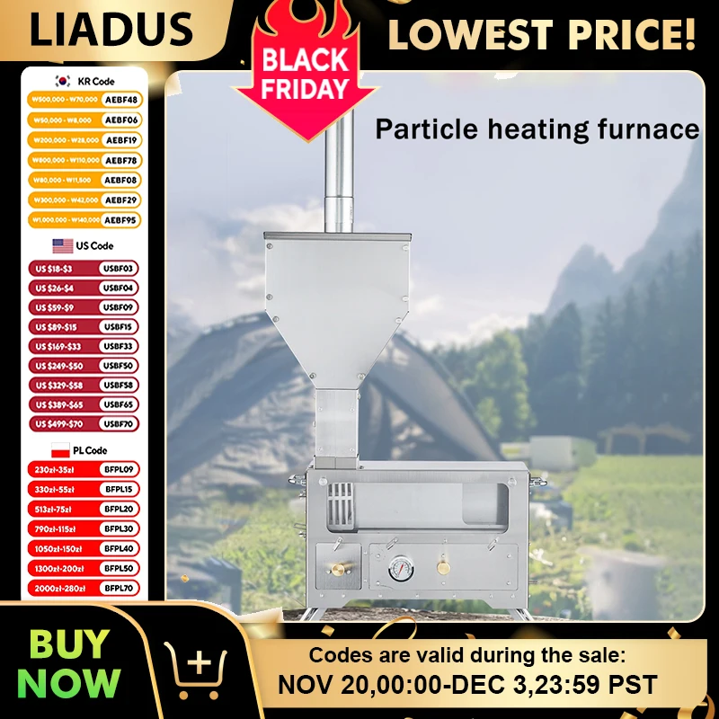 

Outdoor Wood Stove Stainless Steel Heater Durable Compact & Portable Cooking Stove Outdoor Lightweight Camping Cooking Supplies