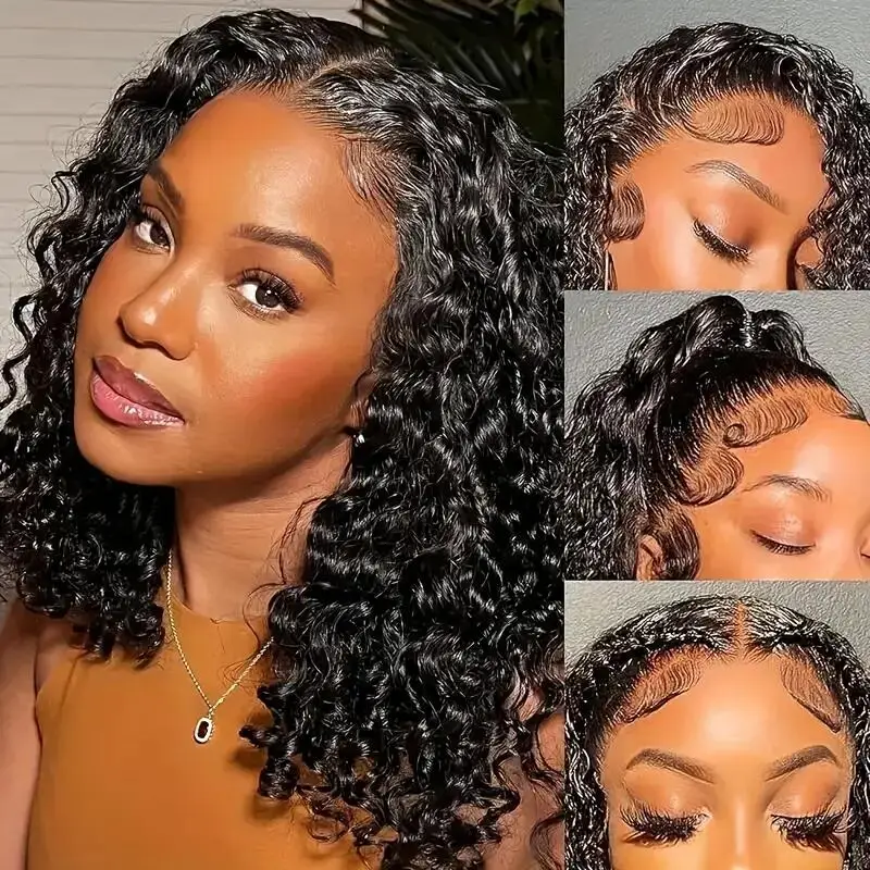 Kinky Curly Bob Wig 100% Human Hair 10-16 Inches 13X4 Lace Front Wigs Peruvian Hair Curly Bob Wig Pre Plucked For Black Women