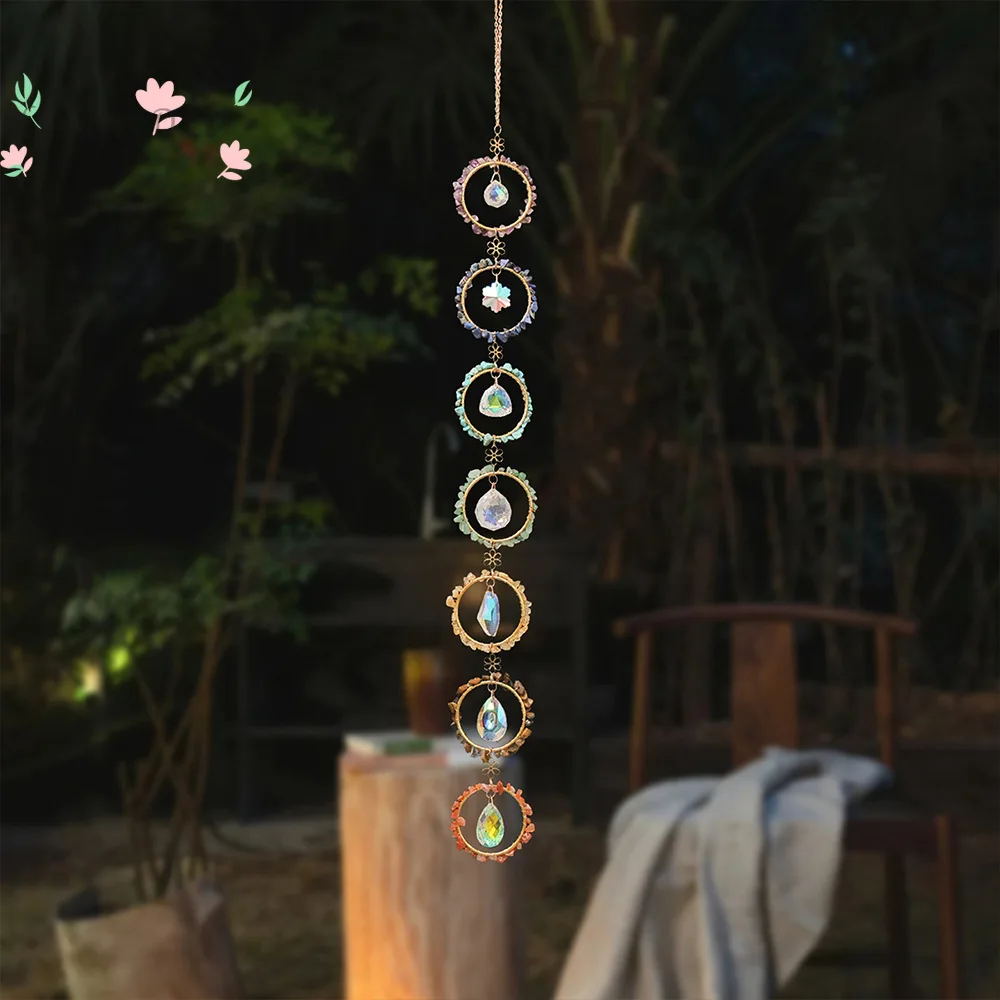 Natural gravel dream catcher crystal wind chimes room decoration pendant air pendant