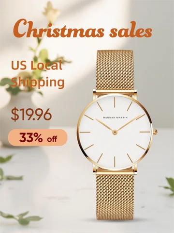 Nuevos relojes de 36mm para mujer, envío Local de EE. UU., oro rosa, negro, Simple, cuarzo japonés, reloj ultrafino de acero inoxidable resistente al agua para mujer