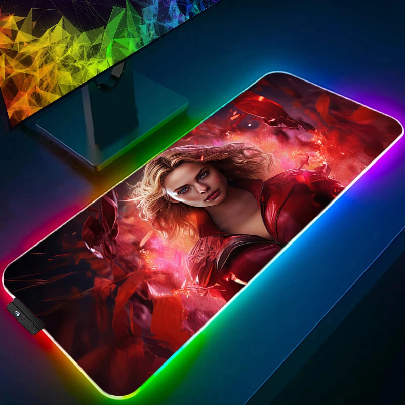 

Коврик для мыши RGB Scarlet Witch с подсветкой Gaming Edge, белые аксессуары, компьютерная скорость, мини-ПК, геймерская клавиатура, светодиодный настольный коврик, коврик для мыши
