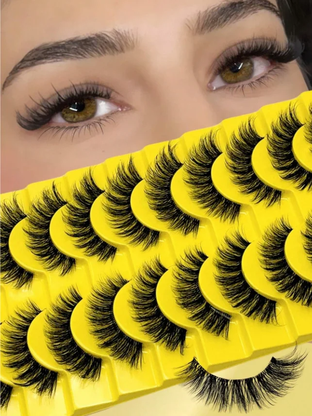 悪魔のようなスタイルのアニメつけまつげ C カール 10 組、自然でドラマチックな効果、透明なステムの再利用可能なつけまつげ