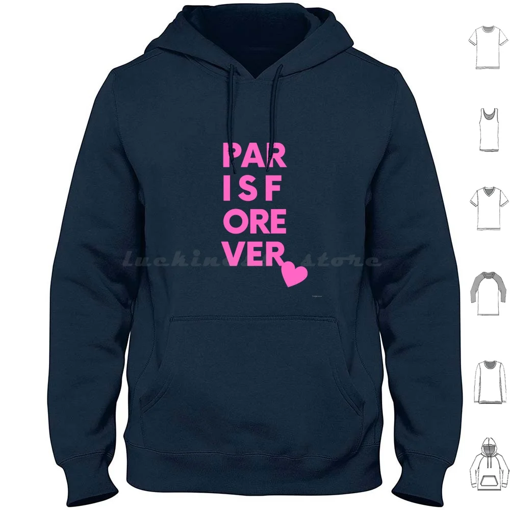 Paris For Ever Sudaderas con capucha de manga larga París para siempre Francia Torre Eiffel Viaje Valgeneva Francés Lindo Europa Rosa