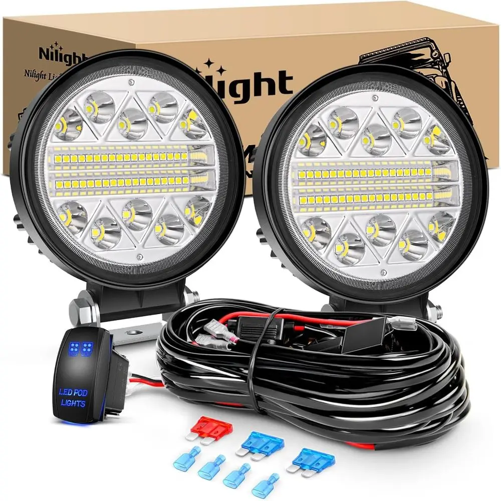 

69W 4.5 LED Pods Combo Lights for Off-Road Vehicles, 12V 5-Pin Rocker Switch Included