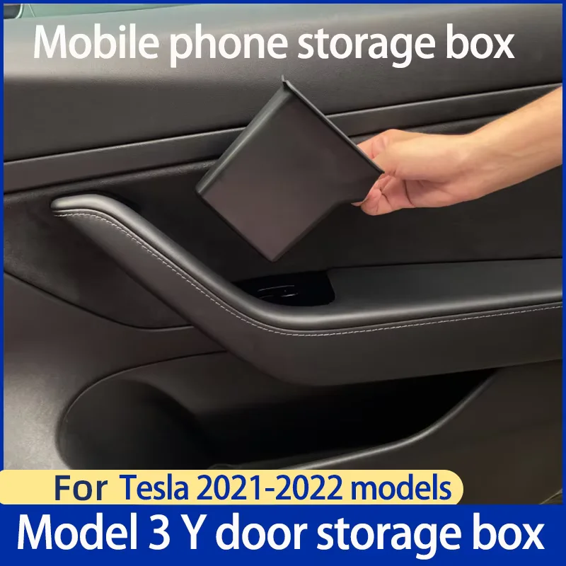 Geeignet für Tesla Model 3 Y Tür-Aufbewahrungsbox, Türgriff-Aufbewahrungsbox, Telefonbox Modelle 2021-2022