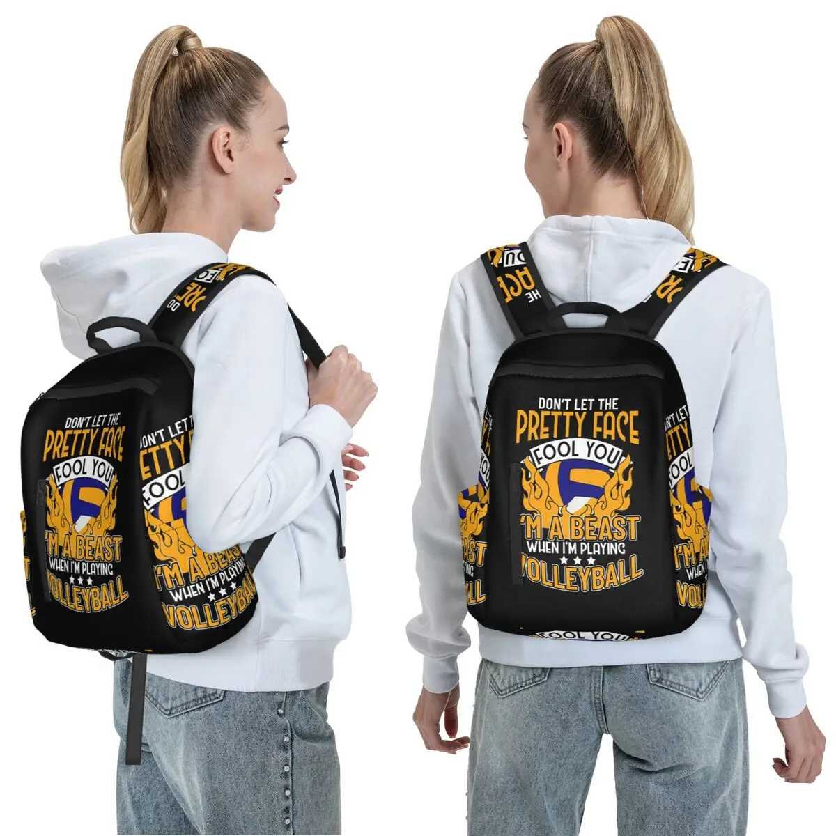 I'm A Beast When I'm Playing Volleyball Backpack Daypack Large Capacity Children BookBag School Bag Shoulder Bags for Men Women