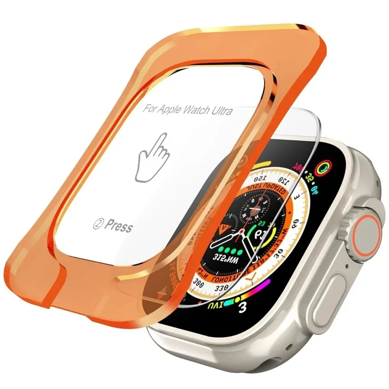 Pellicola in vetro temperato HD per Apple Watch Series Ultra 49mm con strumento di allineamento pellicola salvaschermo di facile installazione per iWatch Ultra 2