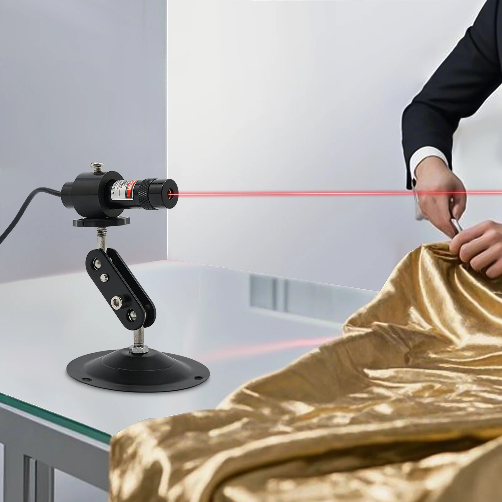 

Adjustable Red Line Laser 650nm Linear Laser Locator with Universal Bracket Power Adapter for Wood Metal Cutting Alignment
