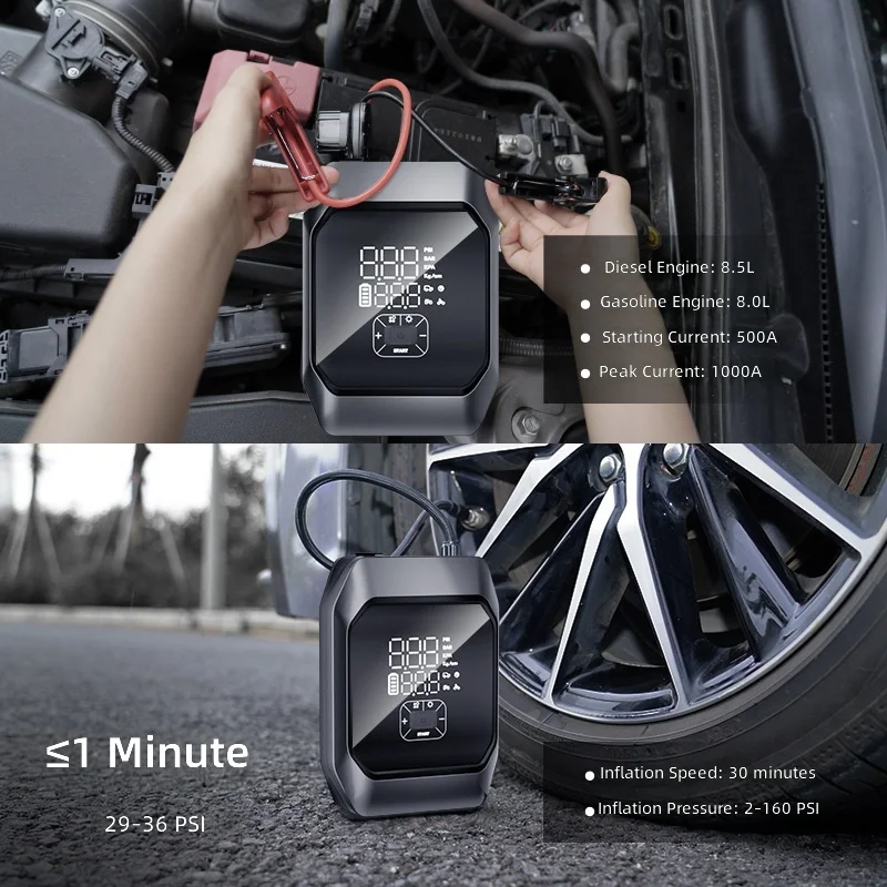 Portable outdoor car battery ignition emergency start power supply vehicle air pump all-in-one machine