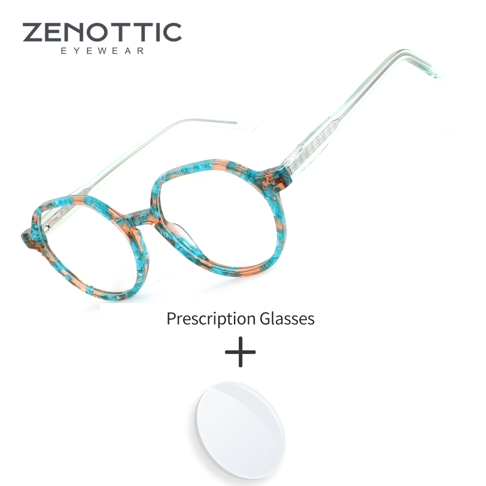 ZENOTTIC – lunettes de lecture rondes en acétate faites à la main pour femme, anti-rayons bleus, photochromiques, progressives, marron, multifocales, sur ordonnance