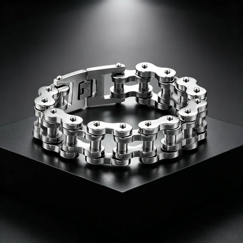 Mens Bracelets Silver ,Biker Bicycle Motorcycle Chain Bracelets For Women&Men,Punk Stainless Steel Couple Jewelry,Holiday Gifts