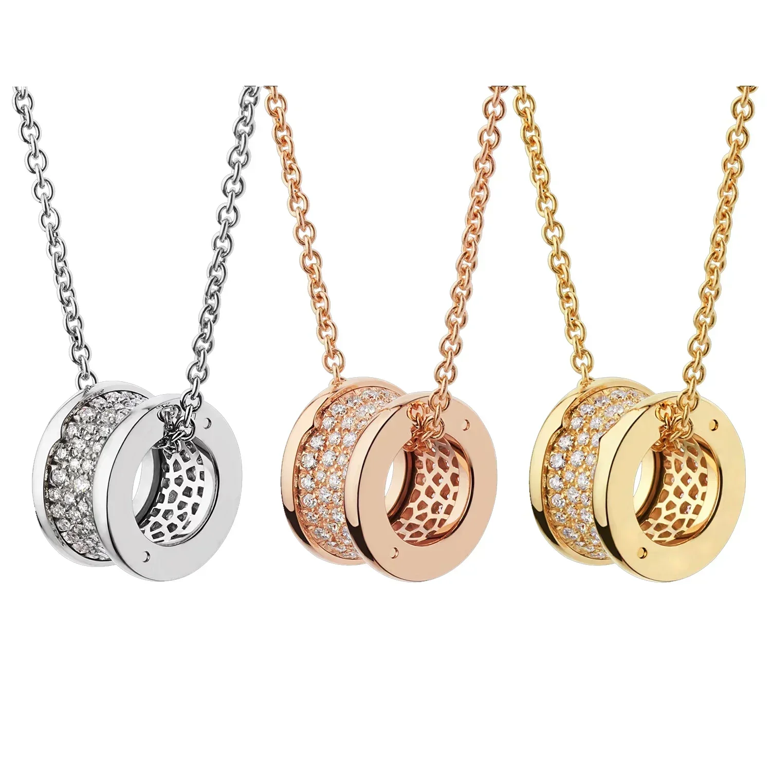 

2025 New Fashion Ladies Noble Eternal Diamond Necklace S925 Silver Classic B.Zero1 Series Spiral Pavé Diamond Pendant Necklace