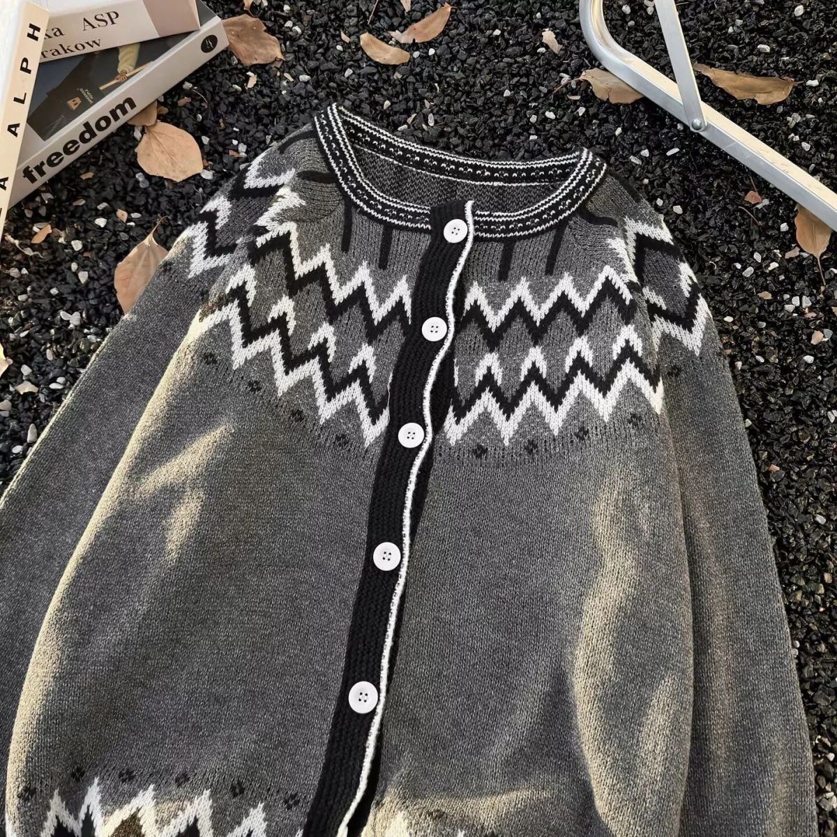 Trendy Harajuku mat Faion Ins New Versatile Retro Sle Open Cardigan Sweater ular Lazy Ins Polyester Fiber Winte...