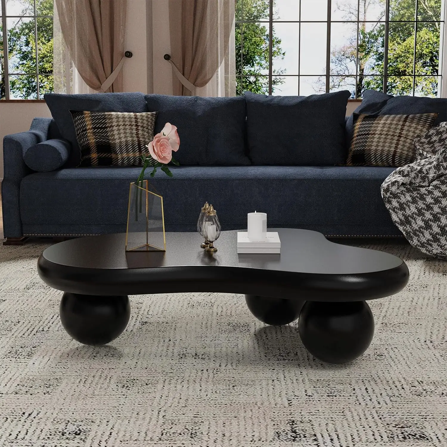 

Black Cloud Coffee Table Modern Unique Coffee Table For Living Room Irregular Asymmetrical Center Table For Farmhouse