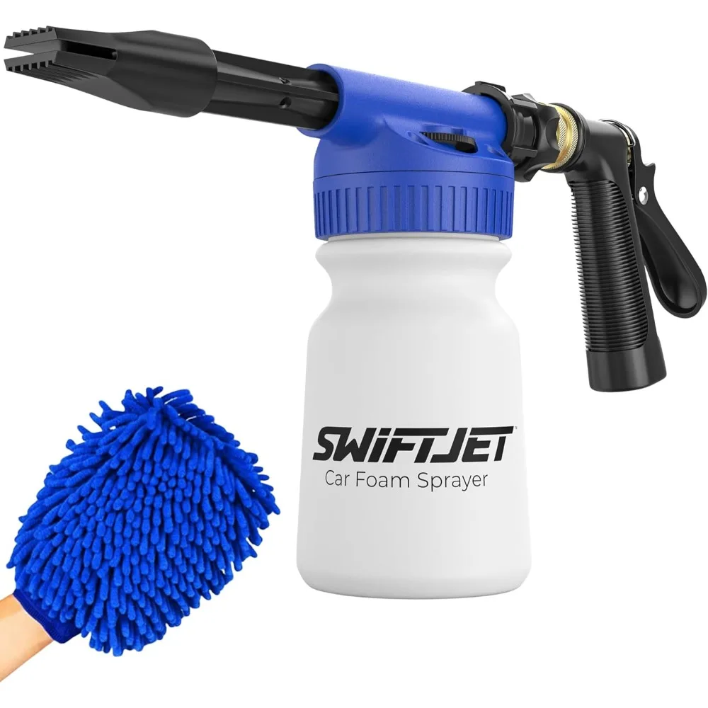

SwiftJet Car Wash Foam Gun + Microfiber Wash Mitt - Foam Cannon Works with Any Soap - Garden Hose Car Foam Sprayer - Car Wash Ki