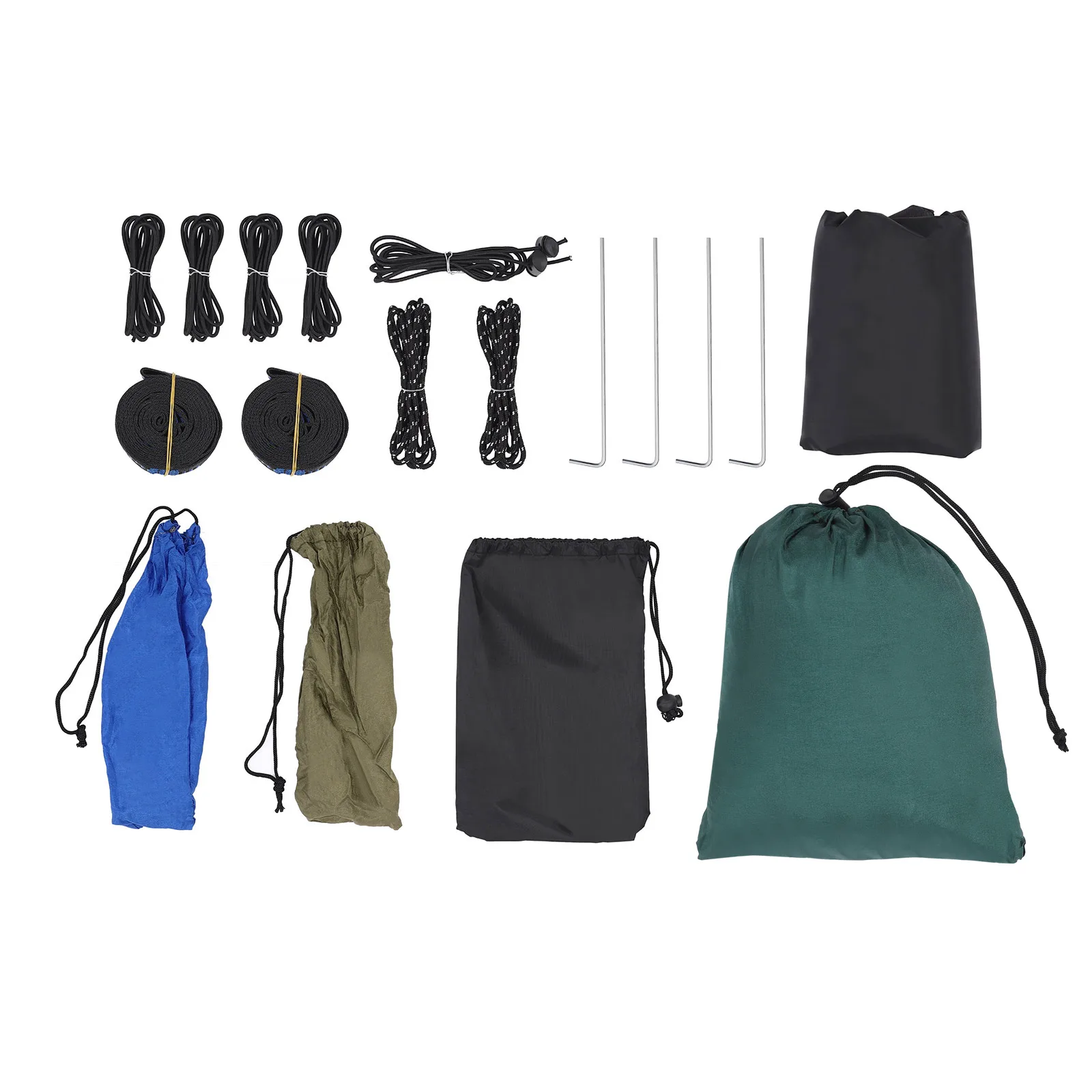 Rede de acampamento 2 em 1 preta e verde com mosquiteiro e chuva - capacidade de 440,9 libras