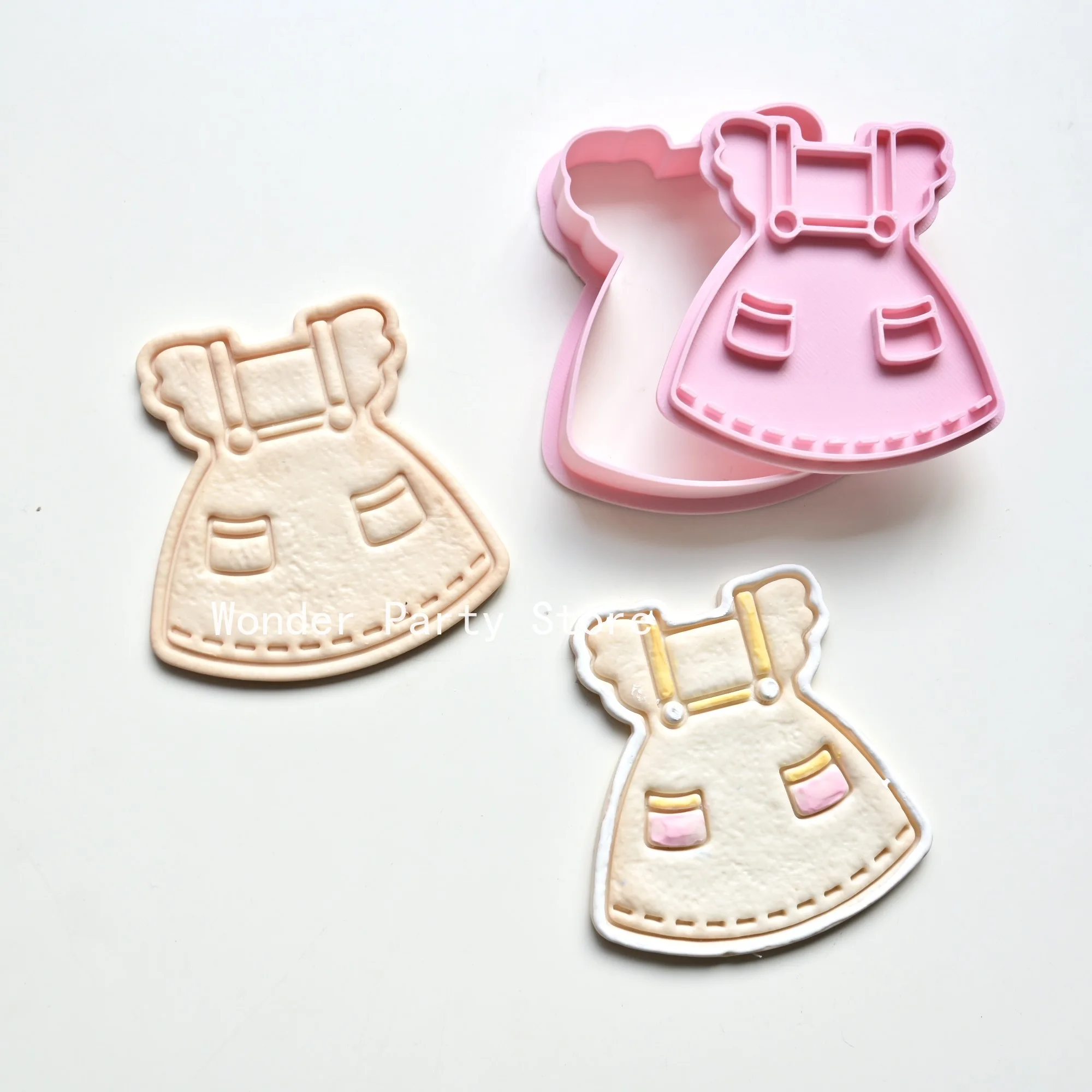 Molde para galletas con forma de vestido de bebé, prensa de galletas con forma de falda para baby shower, estampador y cortador de galletas, molde para fondant