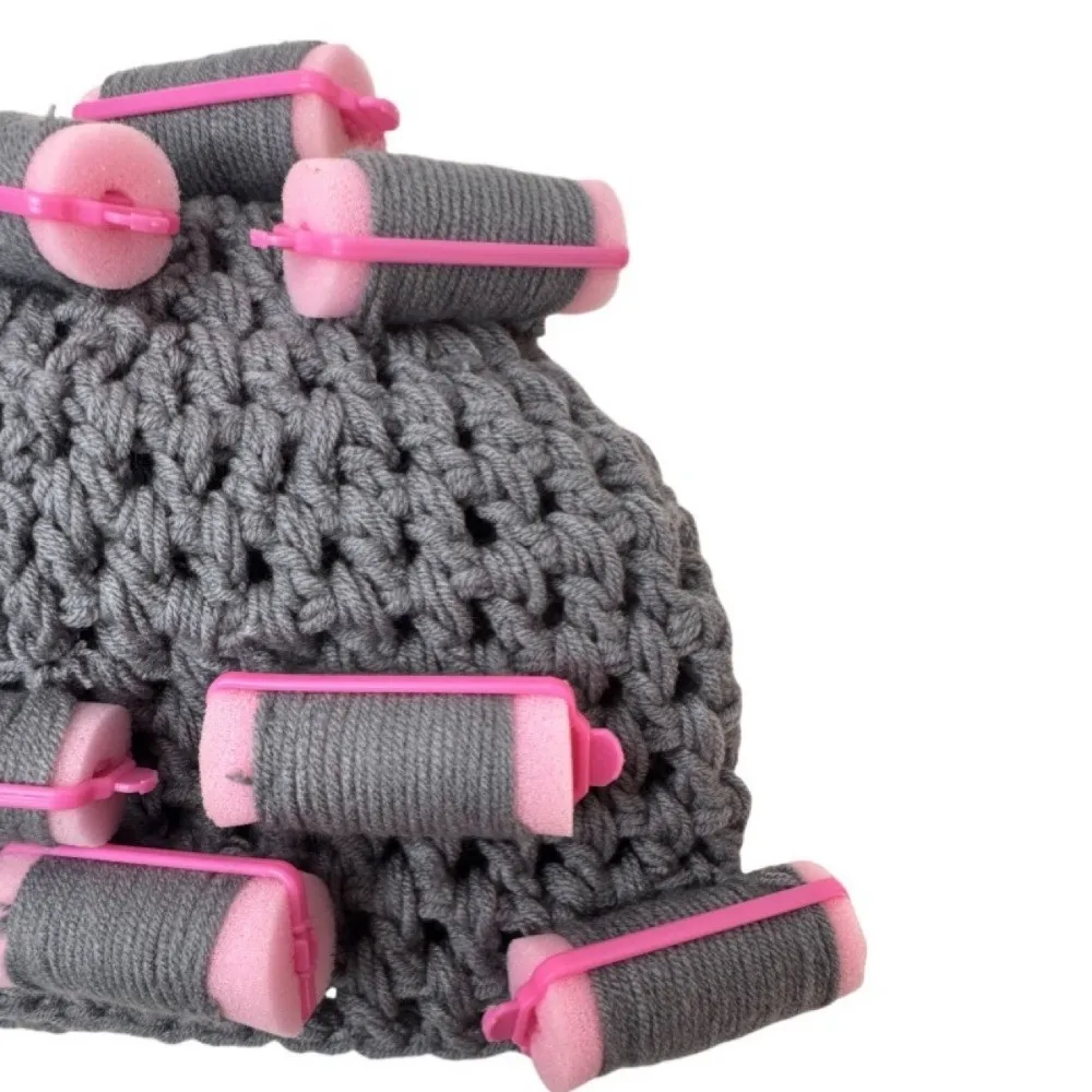 Playful Warm Hair Curler Knitted Hat Thick Soft Pullover Cap Funny Stretchy Curly Hair Yarn Beanie Outdoor