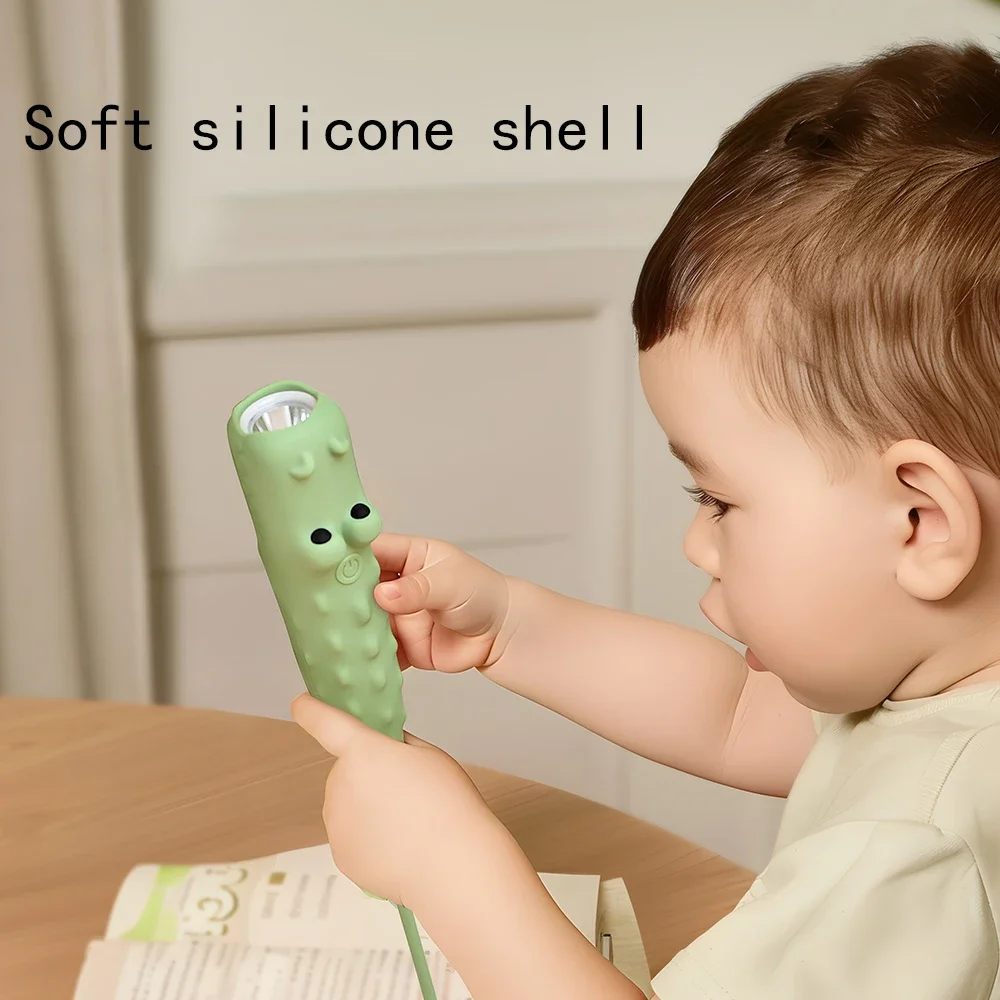 LED Flashlight USB Rechargeable Soft Silicone Light  Portable Outdoor Household Bedtime Story Torch For Children