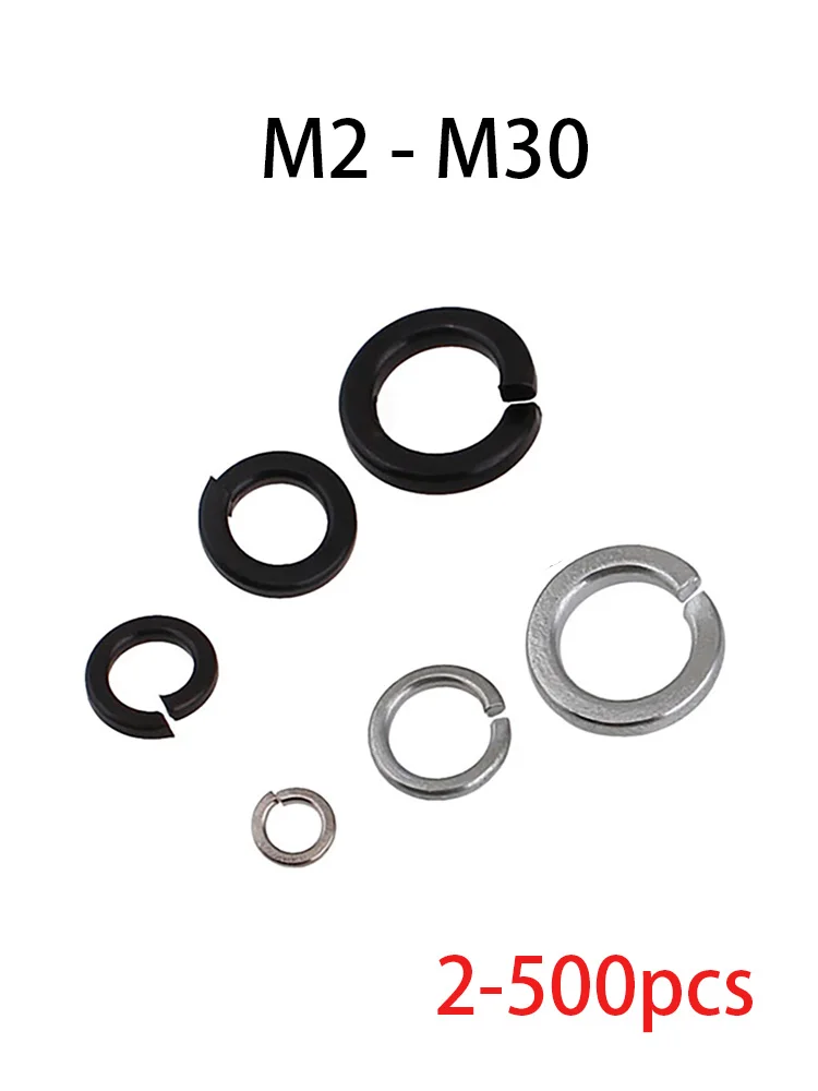 2-500pcs Spring Washer Elastic Gask Grade 8.8 High Carbon Steel Split Lock Washers M2 M2.5 M3 M4 M5 M6 M8 M10 M12 M14 M16 - M30