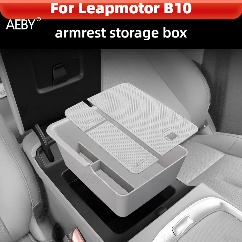 AEBY Für Leapmotor B10 Mittelkonsolen-Aufbewahrungsbox mit unterteiltem Armlehnen-Organizer, langlebiges ABS, Armlehnen-Aufbewahrungsbox