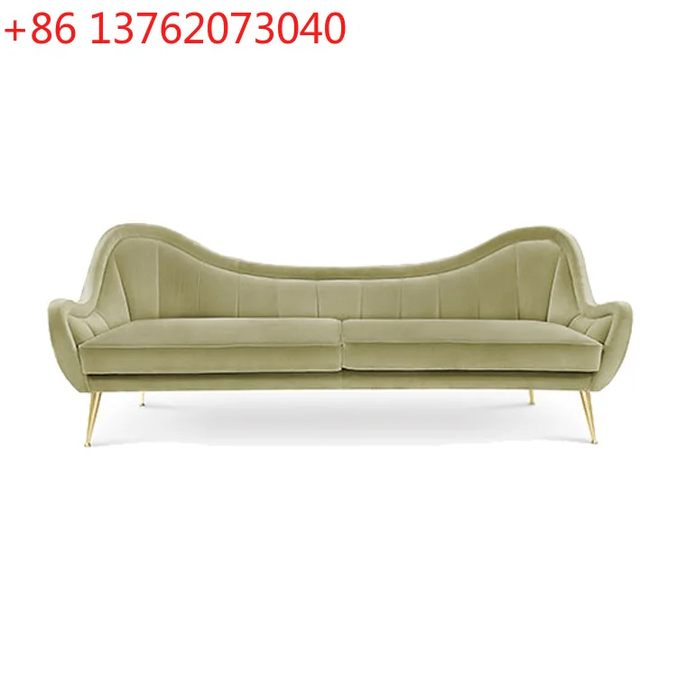 

Simple living room metal feet velvet fabric sofa designer curved furniture