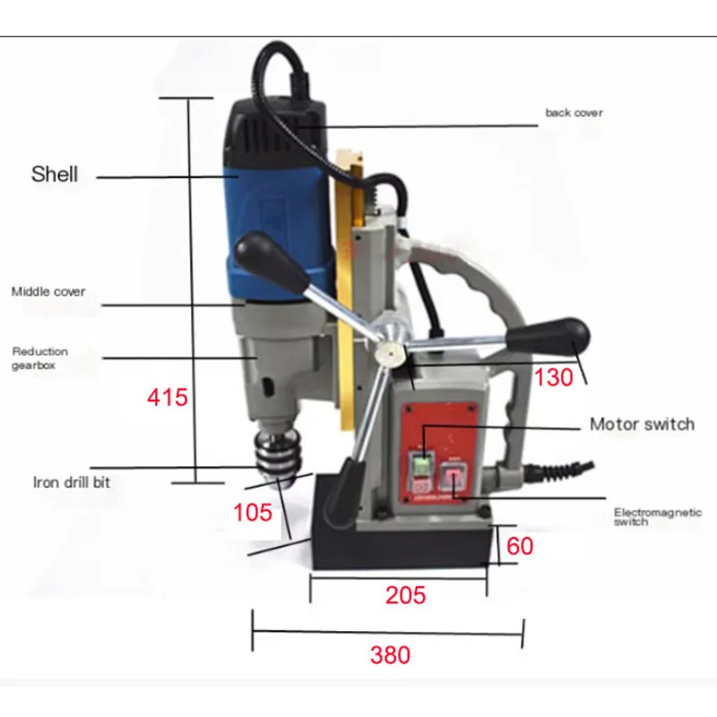 15000N Industrial Grade Magnetic Drilling Rig Magnetic Drill Press Electric Mag Bench Tapping Drilling Rig Machine for Engineeri