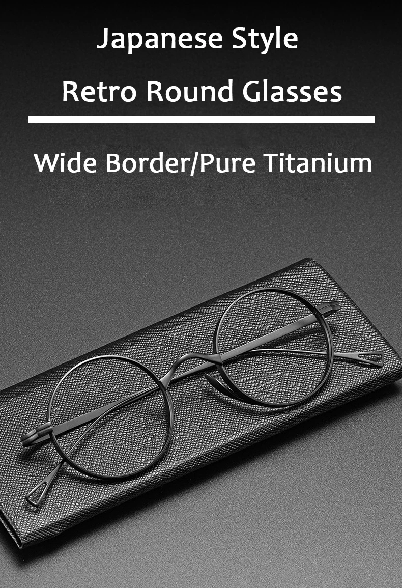 Japanischen Stil Handgemachte Retro Oval Runde Brille Rahmen Männer Reinem Titan Brillen Luxus Blau Licht Beständig Linsen Rahmen – Detail 1