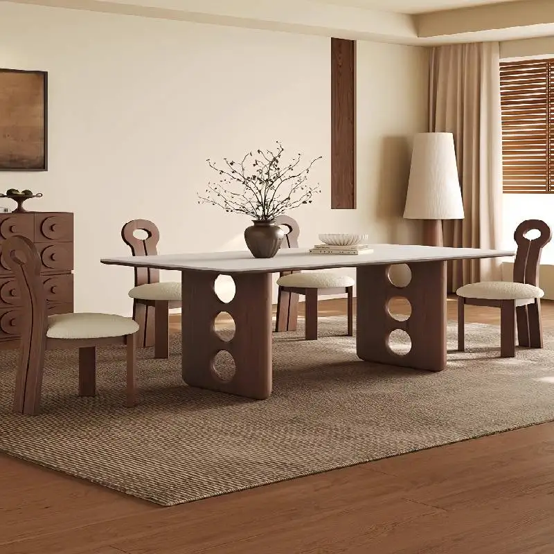 

Designer Italian Dining Table White Base Unique Modern Mid Century Dining Table Restaurant Wood Mesa De Jantar Furniture Home