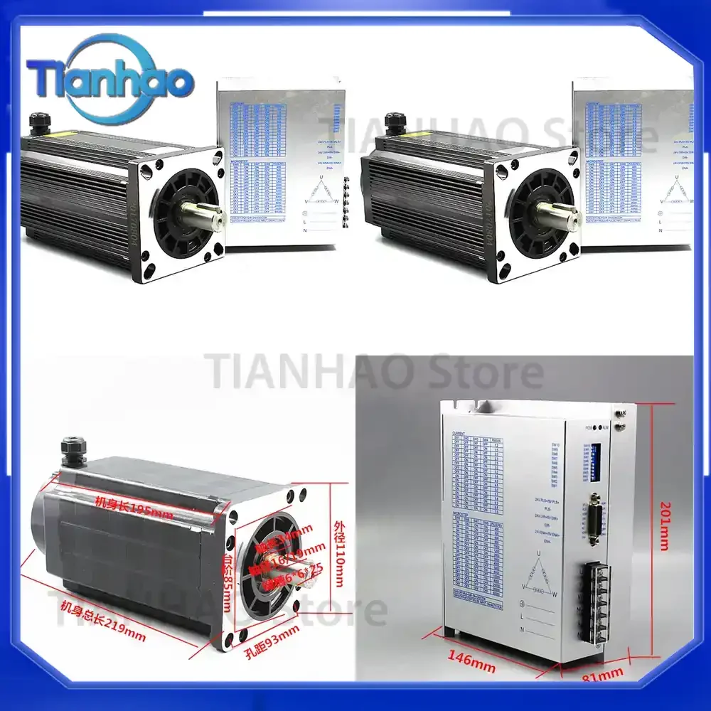 Hybrid Servo 3 Phase NEMA 43 110 Stepper Motor Kit for 110BYG350C with 20 N·m Torque 7 A 110 mm Step Motor and 220 V Digital