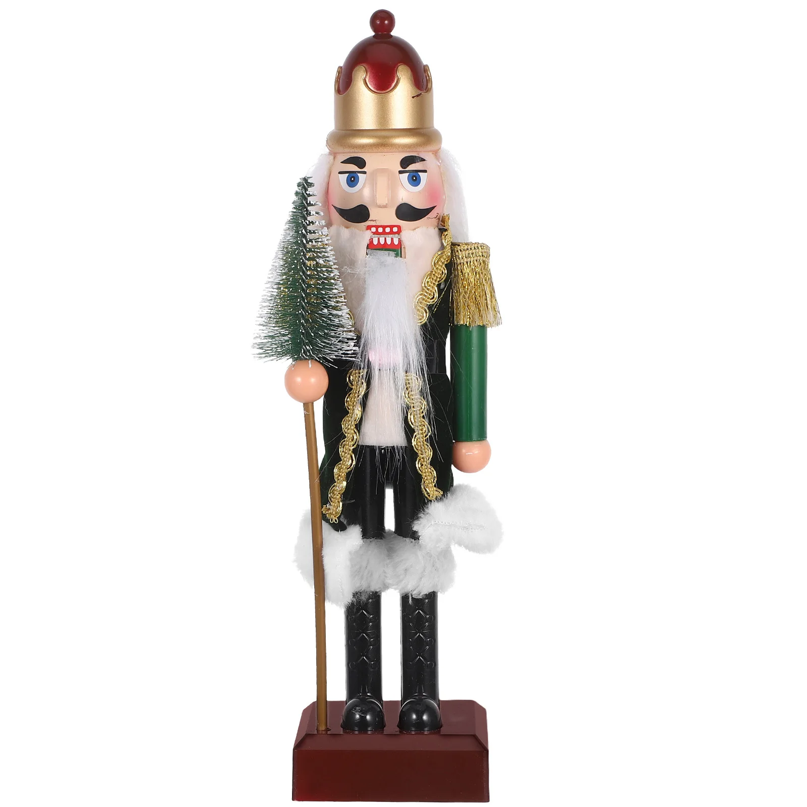

Christmas Nutcracker Decoration Lightweight Plastic Nutcracker King Holding Scepter for Shelves Table Christmas Puppets