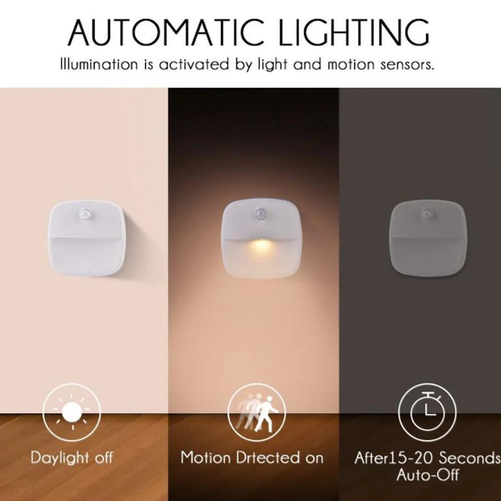 

2Pcs Intelligent Sensor Night Light LED Warm White 2700-3200k Smart Wide Angle Motion Cabinet Corridor Lamp Automatic on Off