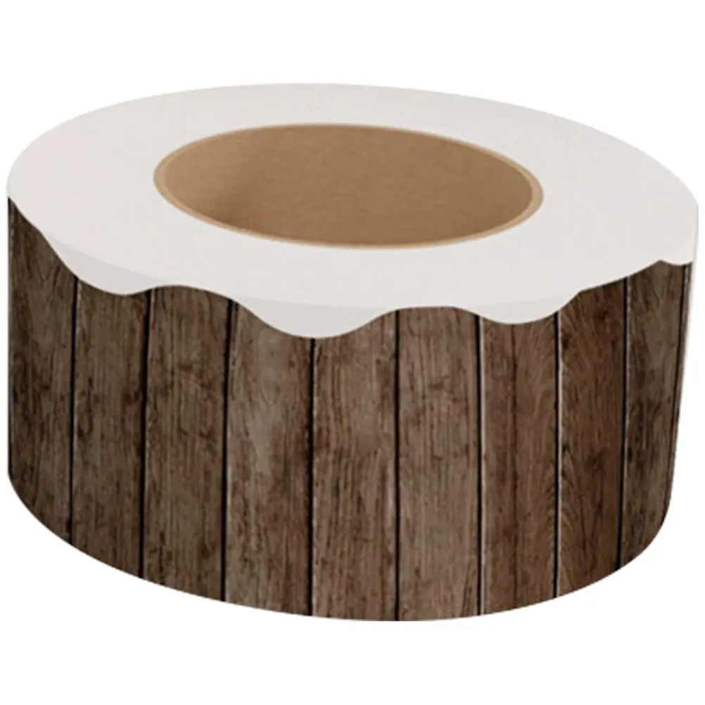 Bulletin Board Border Stickers Wooden Fan Shape Design High Durability Coated Paper No Mark Removal Plank Blackboard Whiteboard