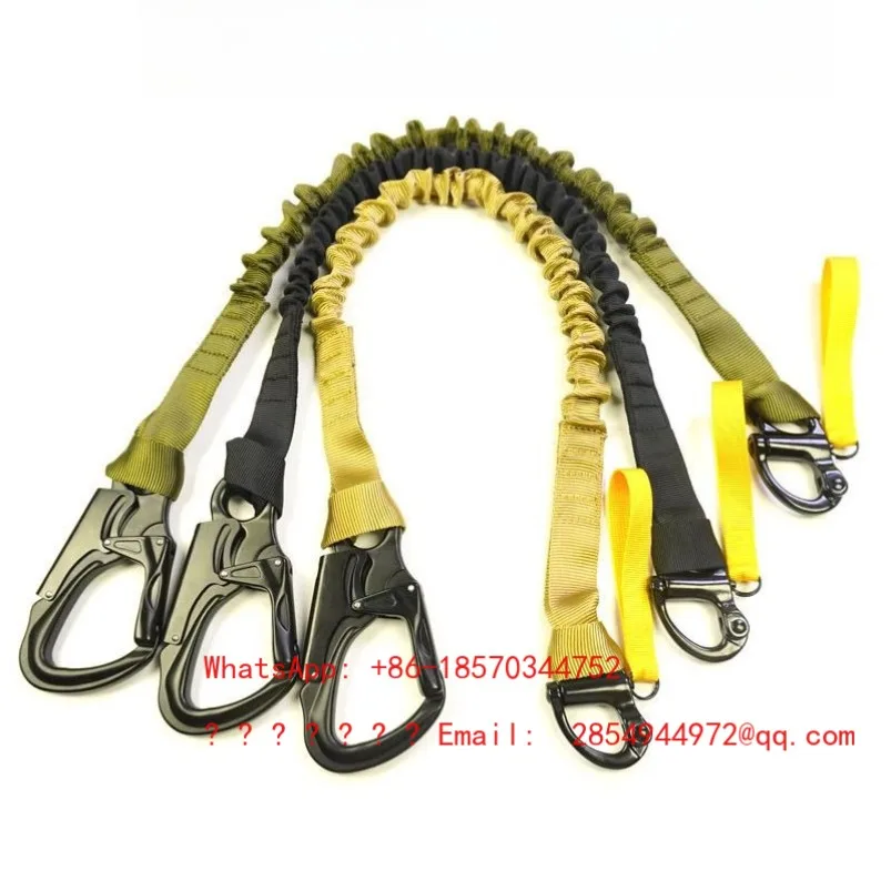 Anti-falling Elastic Safety Rope Multi-functional Sports Mountaineering Rock Climbing Double-head Buckle Release Rope