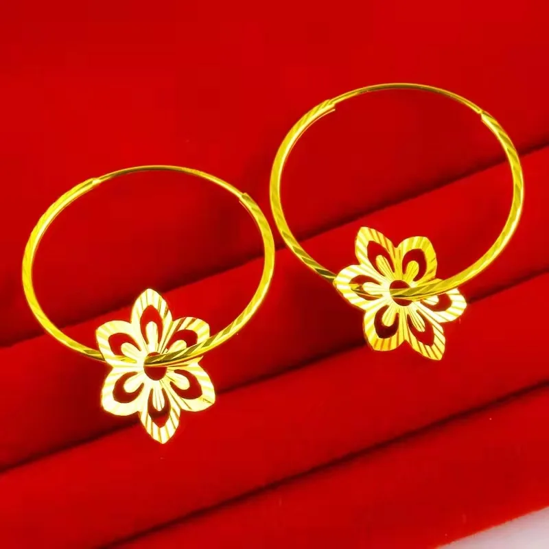 

High-quality 18K gold earrings transfer flower earrings AU750 fashionable temperament womens earrings luxury quality jewelry