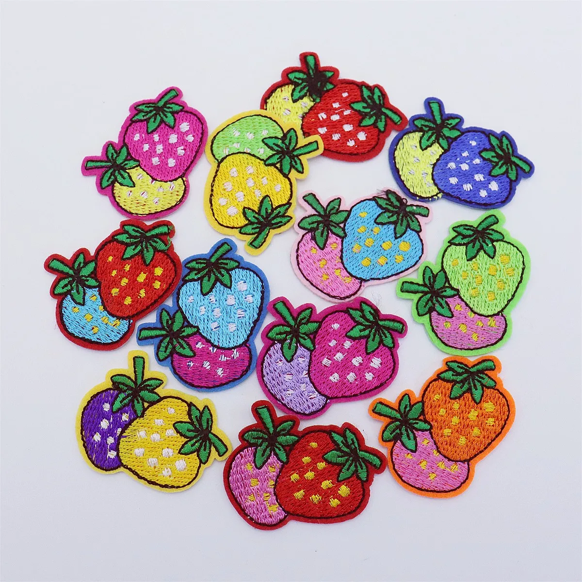 12pcs Fruit Patches Iron On Embroidery Cherry Strawberry Badge Sticker For DIY Clothes Decoration Garment Sewing Accessories