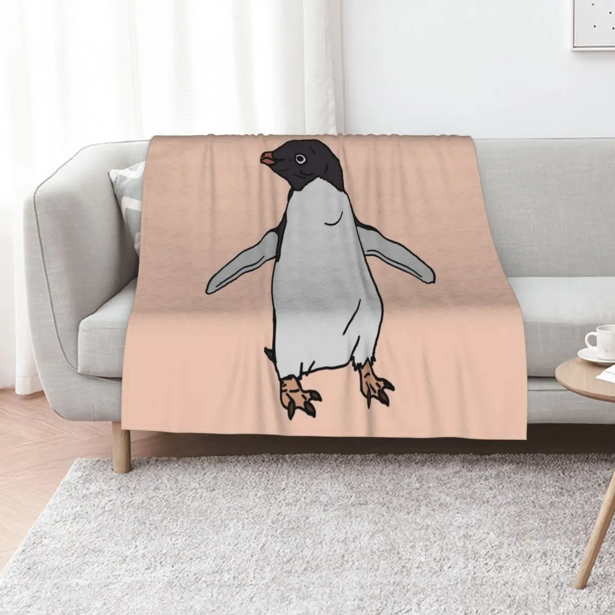 

Adelie Penguin Throw Blanket Bed covers Flannel Fabric heavy to sleep Thermals For Travel Blankets
