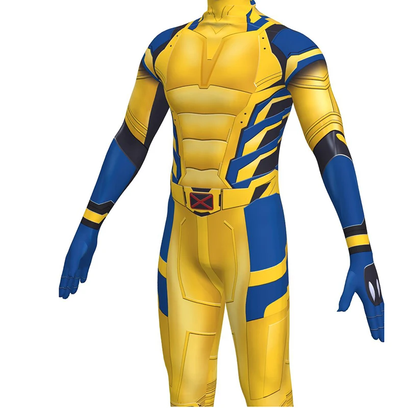 Men Boys Wolverine  Cosplay Costume Jumpsuit Superhero Party Halloween Wolverine Bodysuit Zentai for Audlt boys Asian Size